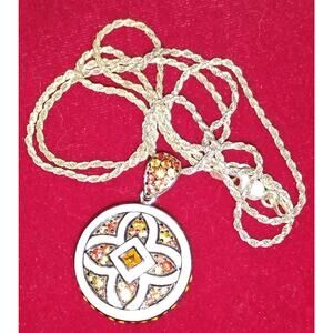 Vintage EFFY Sterling Silver Medallion Necklace Topaz-Tested Stones BH 925